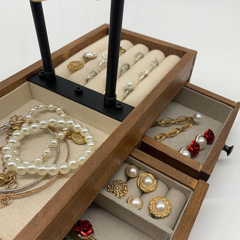 Organisateur de bijoux à 3 niveaux pour colliers, bracelets et oreilles
