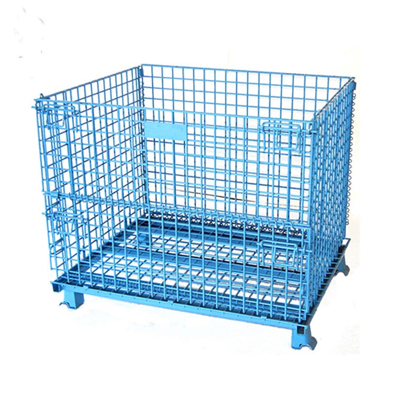 Folding transport wire mesh container