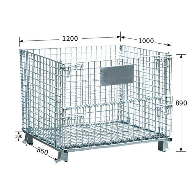 Collapsible steel wire container